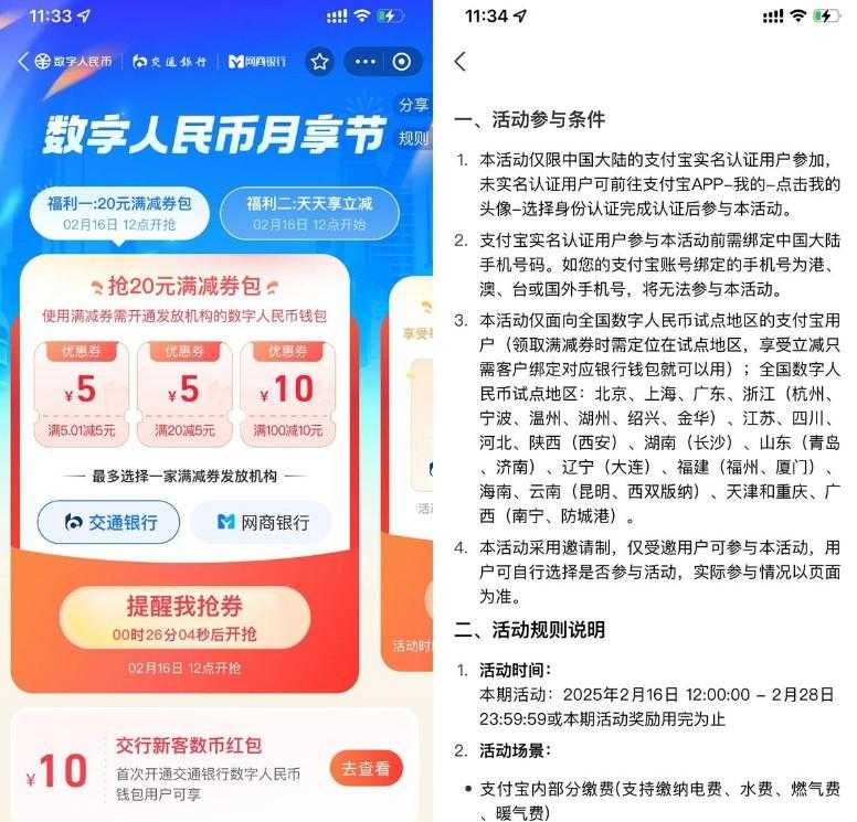 支付宝数币节领取20亓满减券